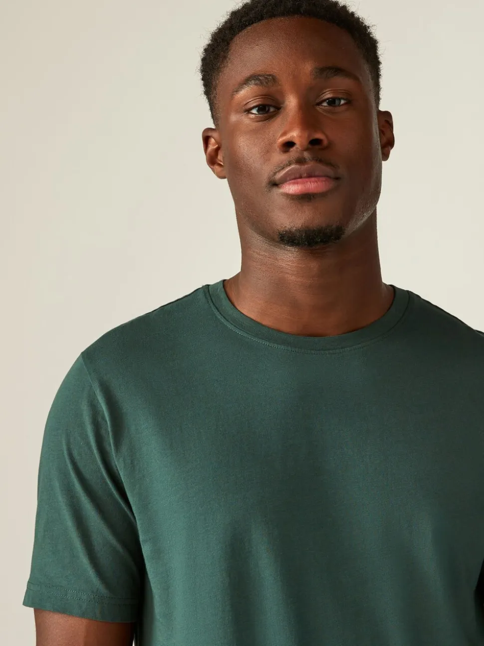 Green Pine Slim Fit Essential Crew Neck Cotton T-Shirt