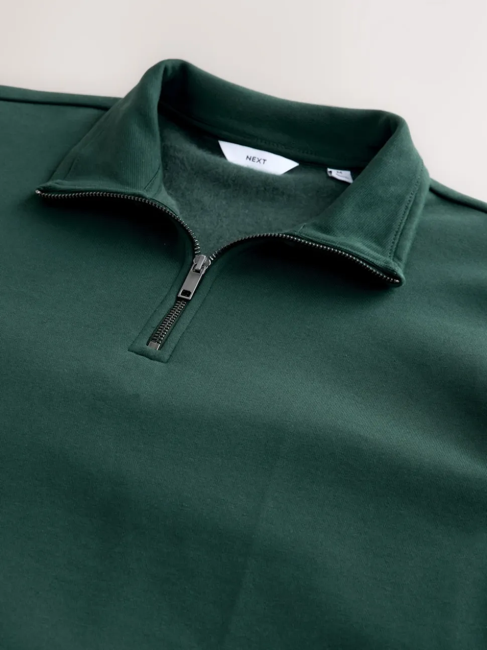 Green Quarter Zip Cotton Rich Jersey Sweatshirt