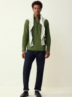 Green Regular Fit Button Down Easy Iron Oxford Shirt