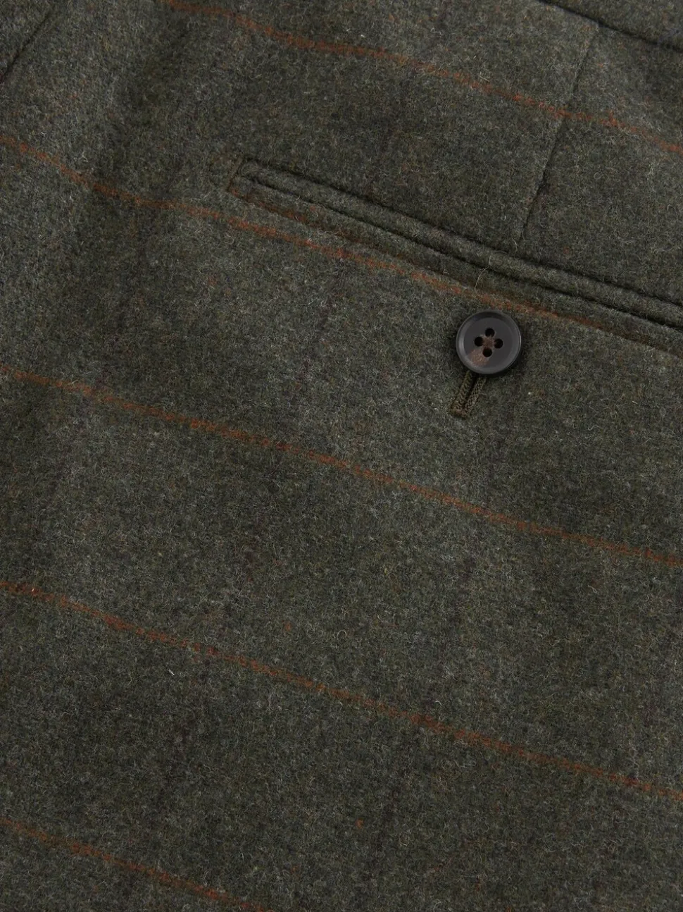 Green Regular Fit Nova Fides Italian Wool Blend Trimmed Check Suit Trousers