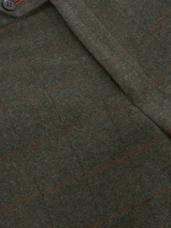 Green Regular Fit Nova Fides Italian Wool Blend Trimmed Check Suit Trousers