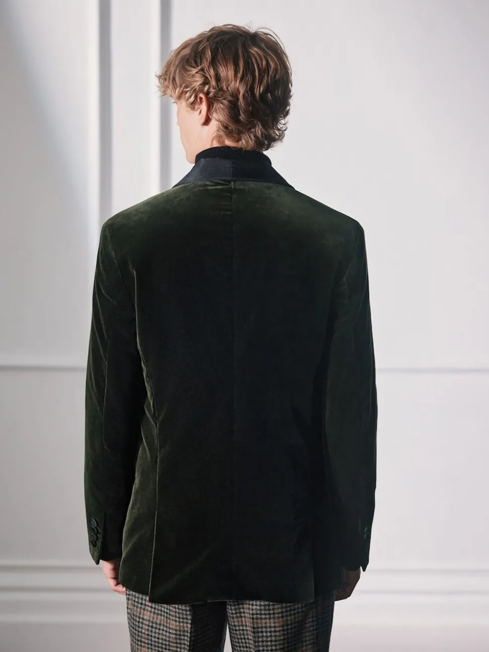 Green Regular Fit Signature Pontoglio Italian Velvet Blazer With Shawl Lapel