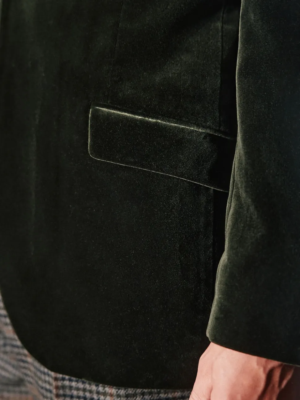 Green Regular Fit Signature Pontoglio Italian Velvet Blazer With Shawl Lapel