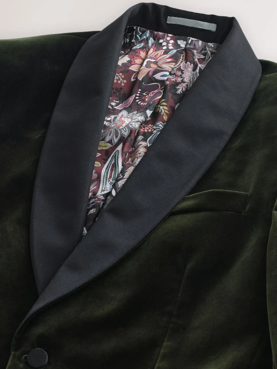 Green Regular Fit Signature Pontoglio Italian Velvet Blazer With Shawl Lapel