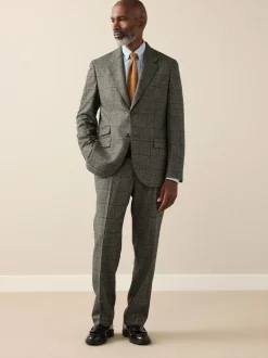 Green Regular Fit Signature Abraham Moon 100% Wool Tweed Check Suit Jacket