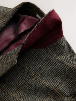 Green Regular Fit Signature Abraham Moon 100% Wool Tweed Check Suit Jacket