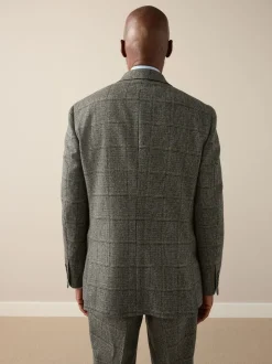 Green Regular Fit Signature Abraham Moon 100% Wool Tweed Check Suit Jacket