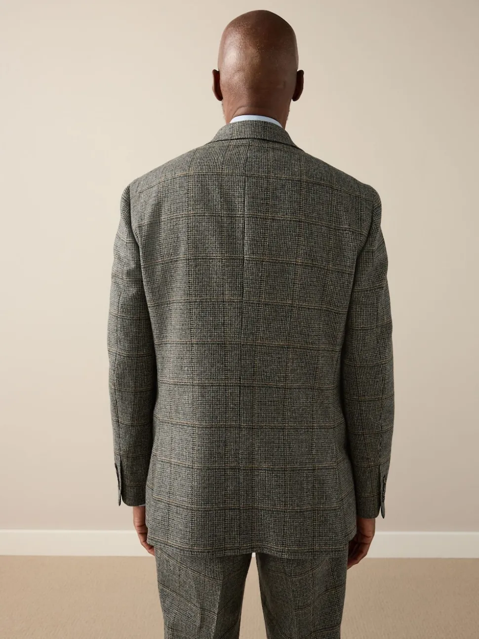 Green Regular Fit Signature Abraham Moon 100% Wool Tweed Check Suit Jacket