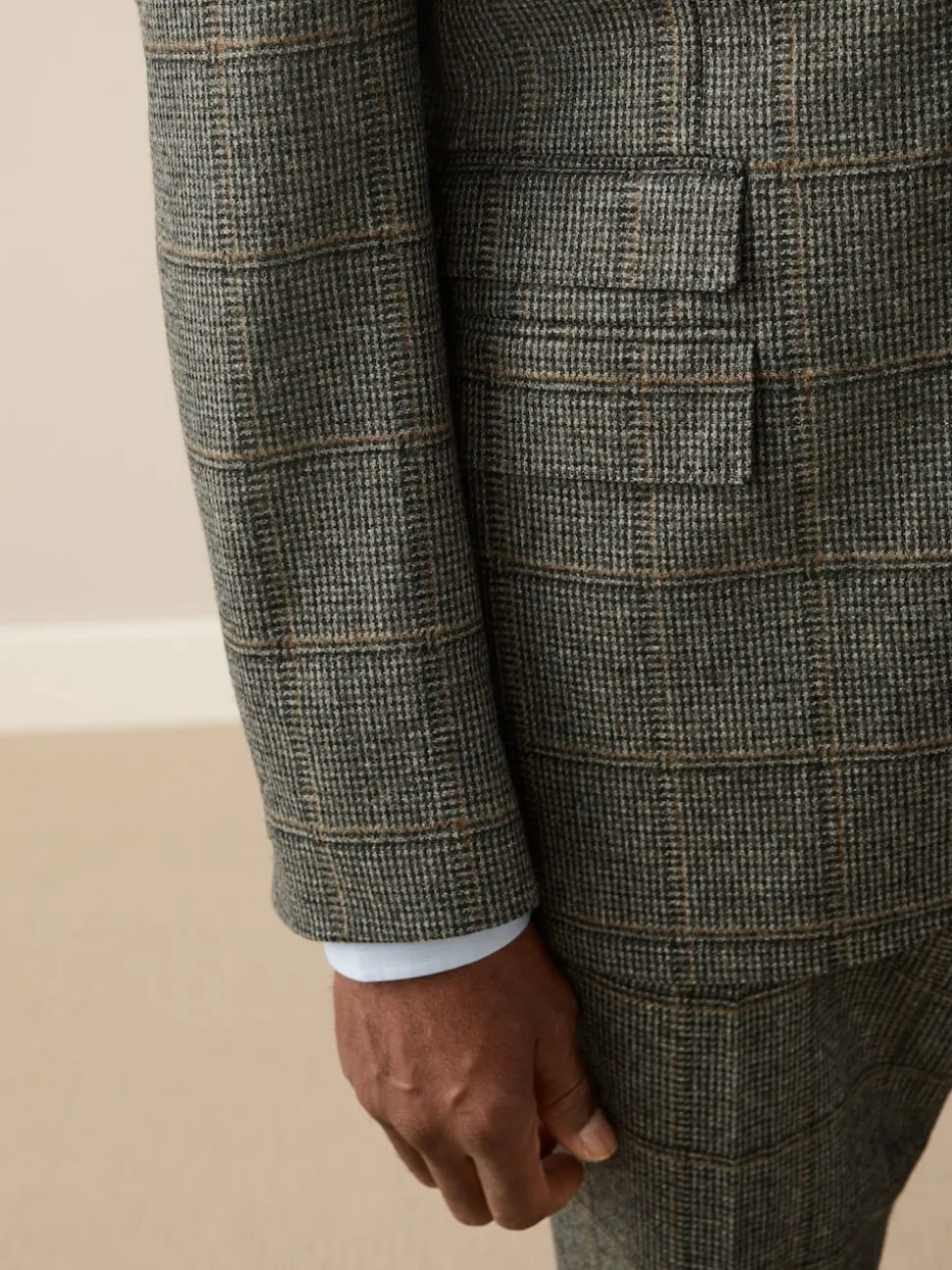Green Regular Fit Signature Abraham Moon 100% Wool Tweed Check Suit Jacket