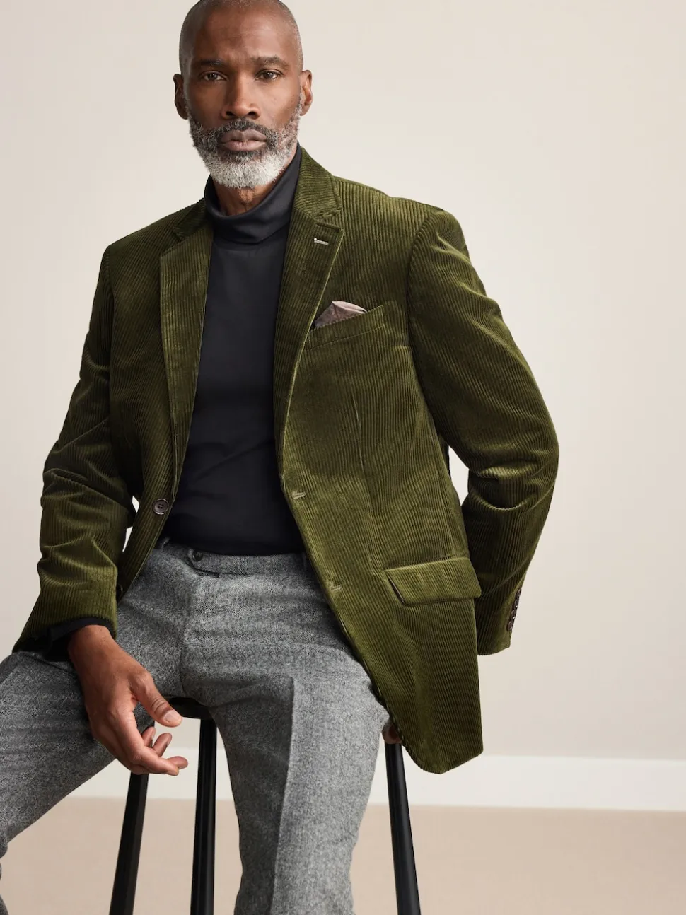 Green Regular Fit Signature Duca Visconti Italian Cord Blazer