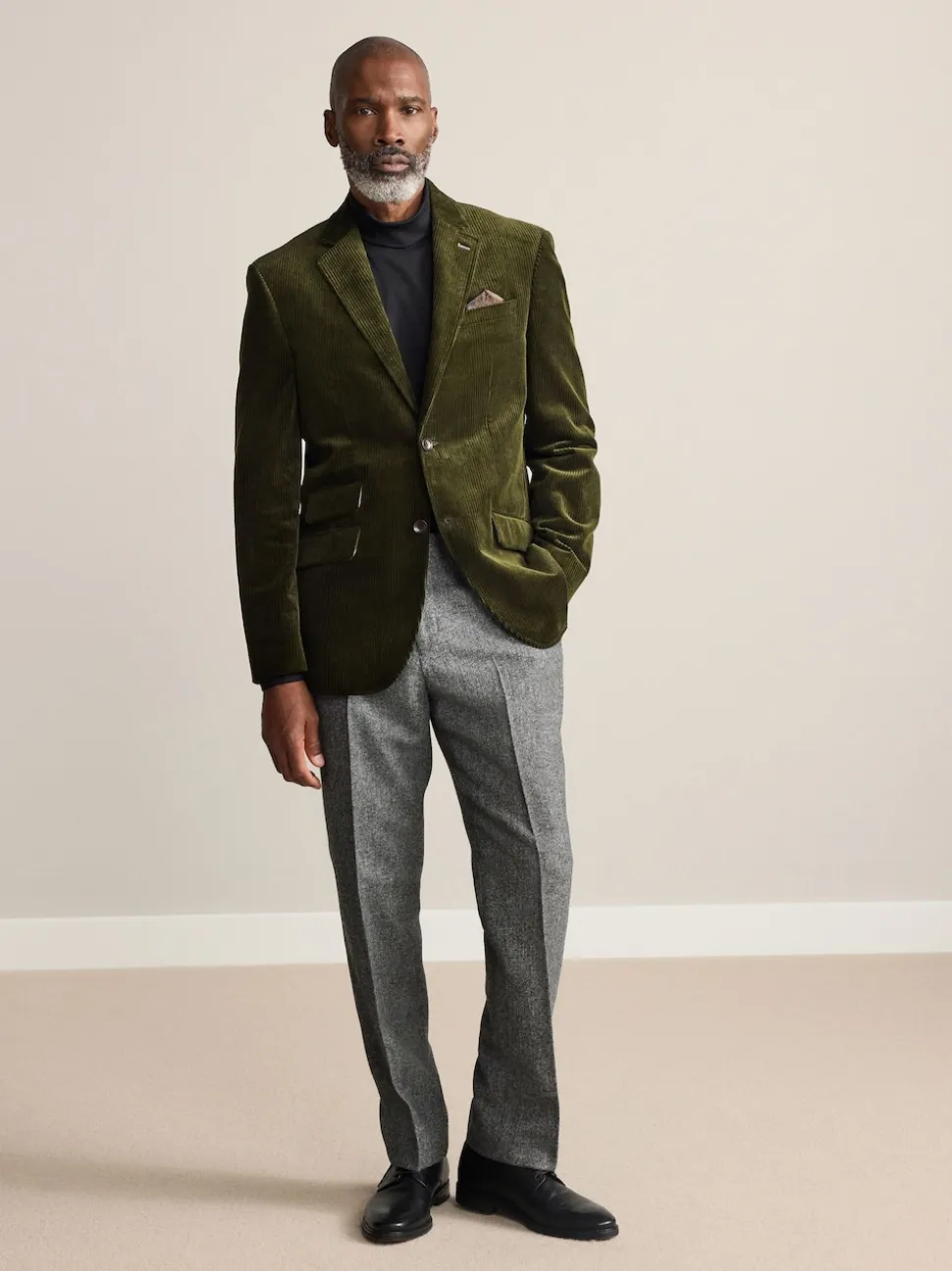Green Regular Fit Signature Duca Visconti Italian Cord Blazer