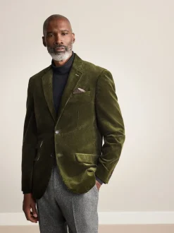 Green Regular Fit Signature Duca Visconti Italian Cord Blazer