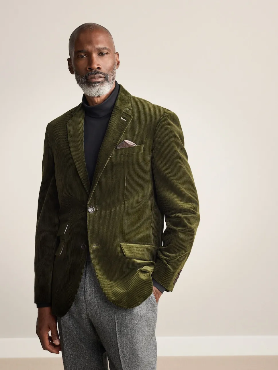 Green Regular Fit Signature Duca Visconti Italian Cord Blazer