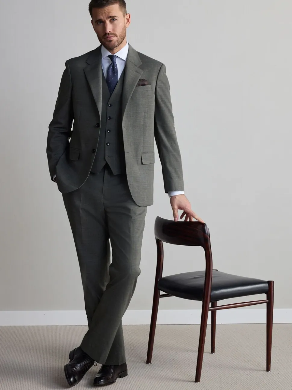 Green Regular Fit Signature Nova Fides 100% Italian Wool Suit Trousers