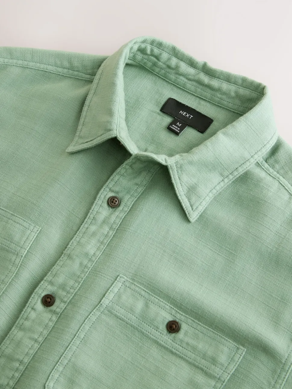Green Regular Fit Textured Twin Pocket Long Sleeve Shirt