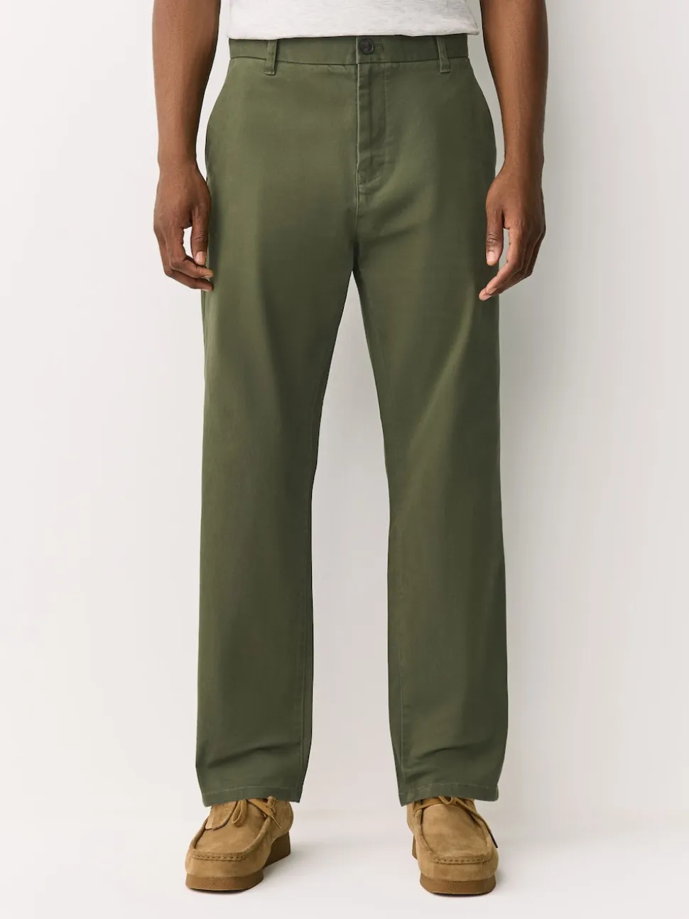 Green Regular Tapered Fit Stretch Chinos Trousers