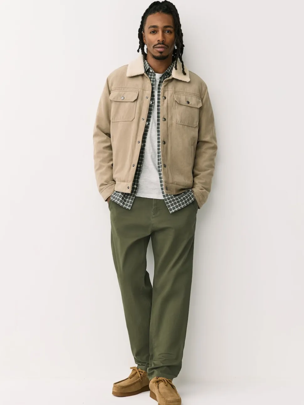Green Regular Tapered Fit Stretch Chinos Trousers