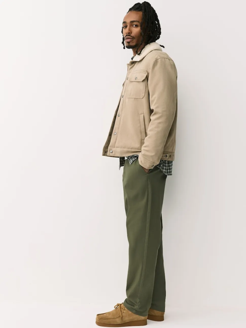 Green Regular Tapered Fit Stretch Chinos Trousers