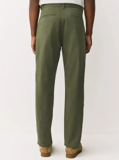 Green Regular Tapered Fit Stretch Chinos Trousers