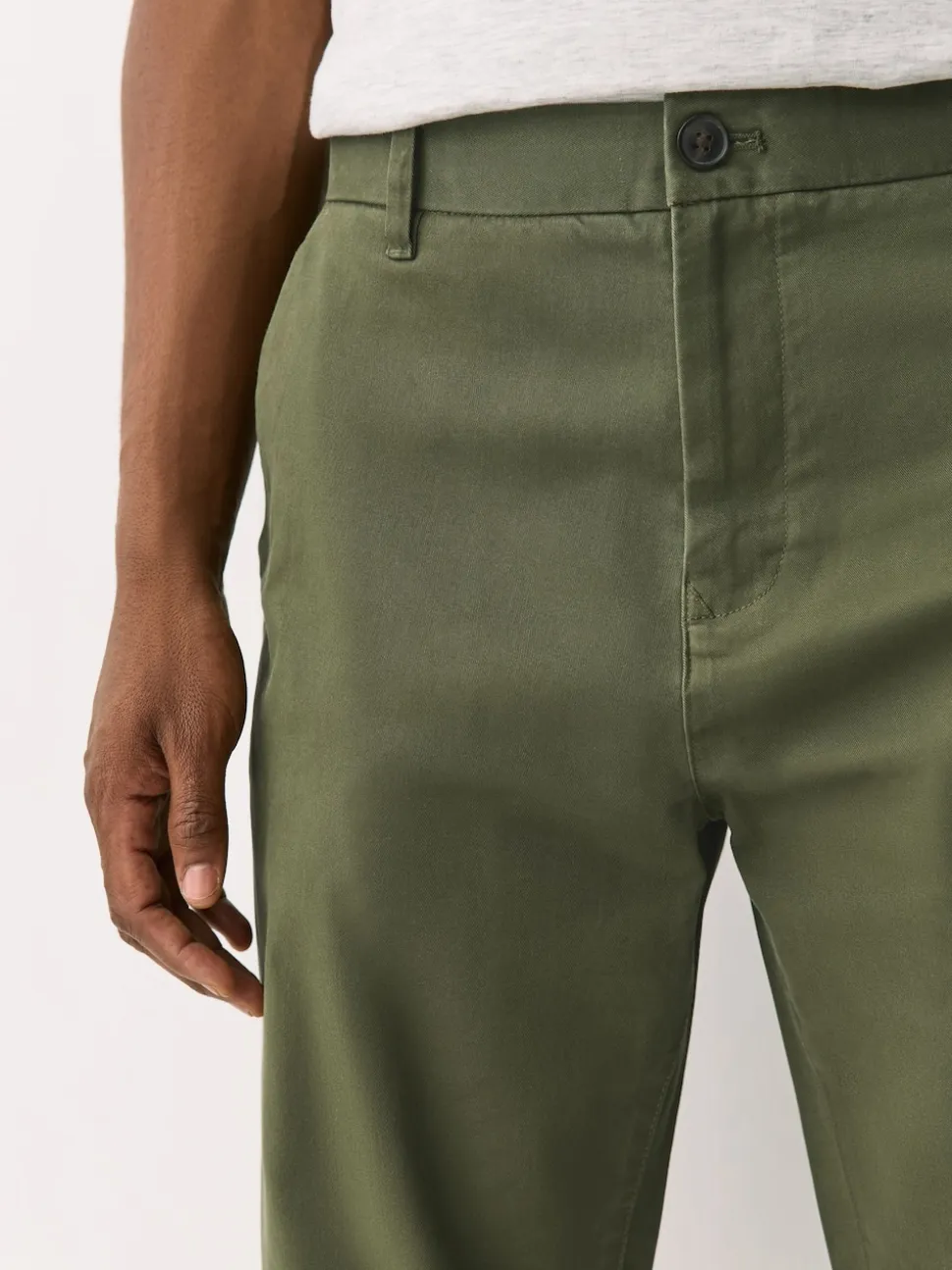 Green Regular Tapered Fit Stretch Chinos Trousers