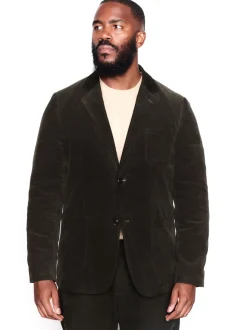 Green Relaxed Fit Corduroy Suit Jacket