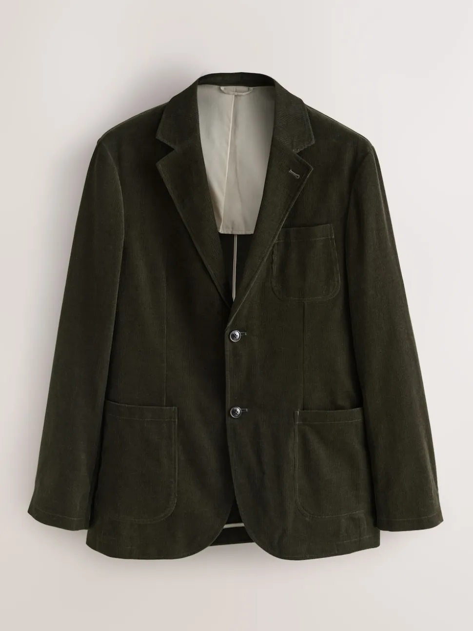 Green Relaxed Fit Corduroy Suit Jacket