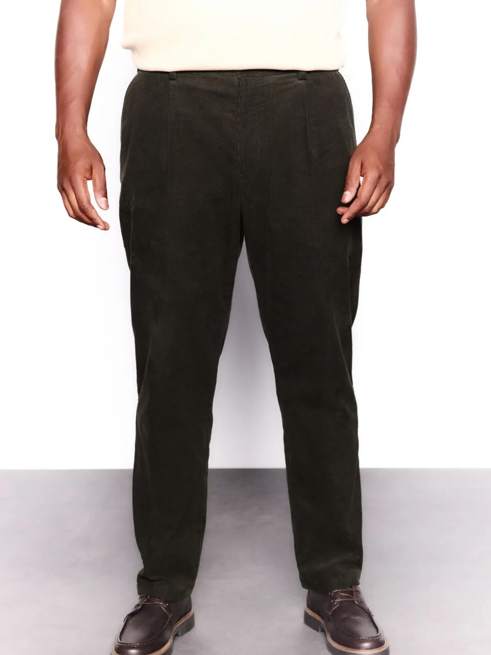Green Relaxed Fit Corduroy Suit Trousers
