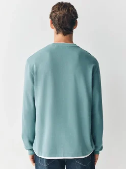 Green Sage Long Sleeve Mock Crew Neck T-Shirt