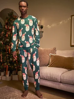 Green Santa Matching Family Christmas Pyjamas