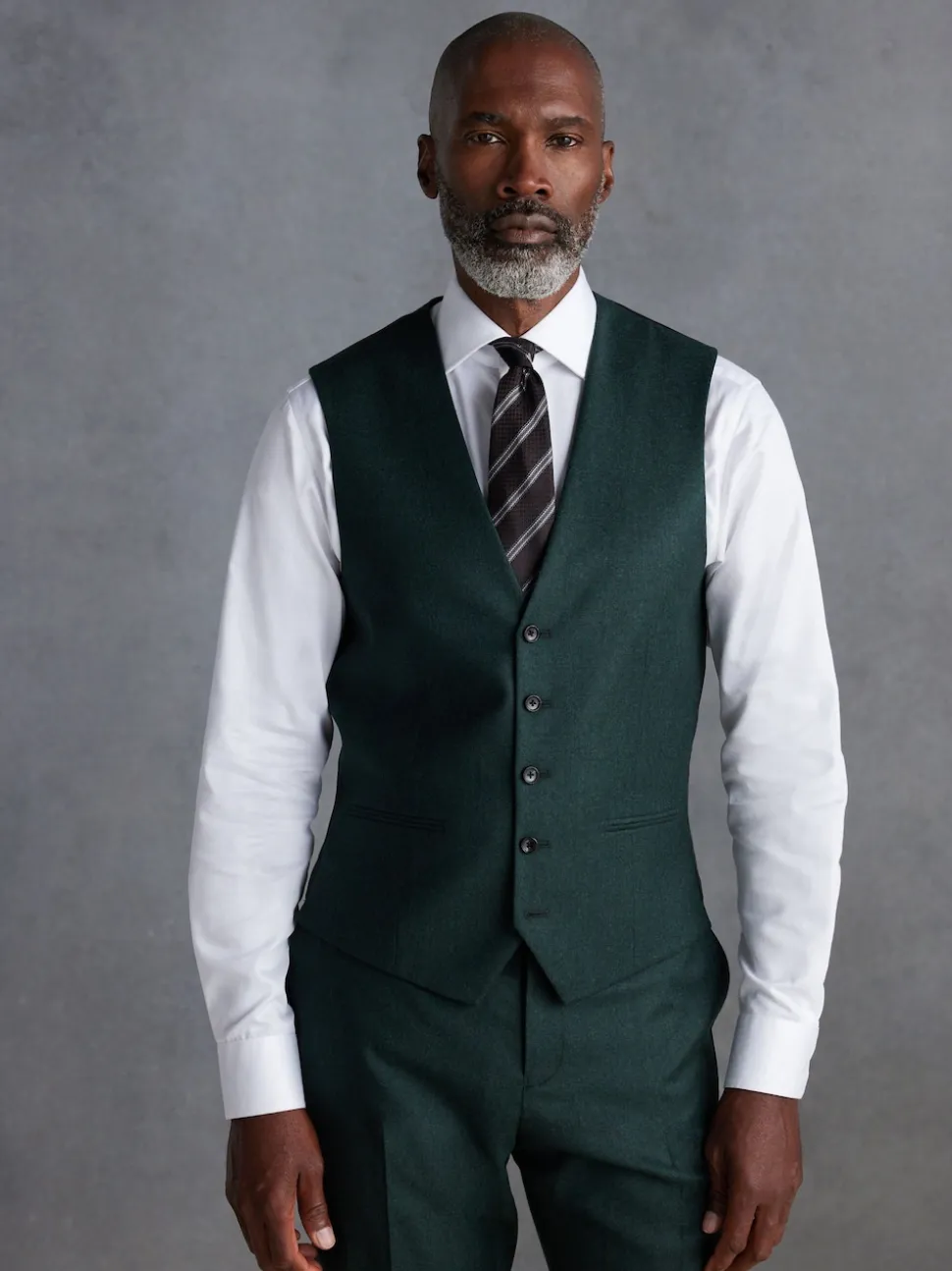Green Signature Zignone Italian Wool Cashmere Blend Flannel Suit Waistcoat