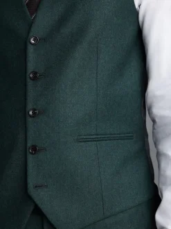 Green Signature Zignone Italian Wool Cashmere Blend Flannel Suit Waistcoat