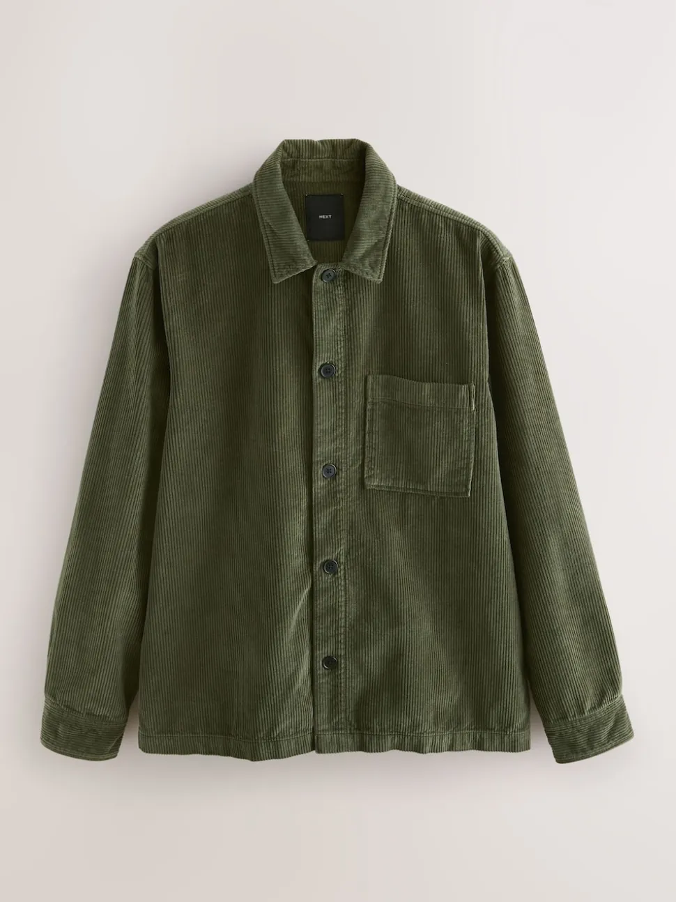 Green Single pocket Corduroy Shacket Overshirt