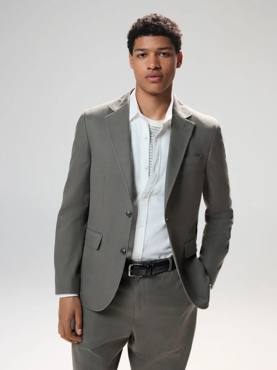 Green Slim Fit Cotton TENCEL™ Suit Jacket