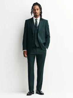 Green Slim Fit Flannel Suit Jacket