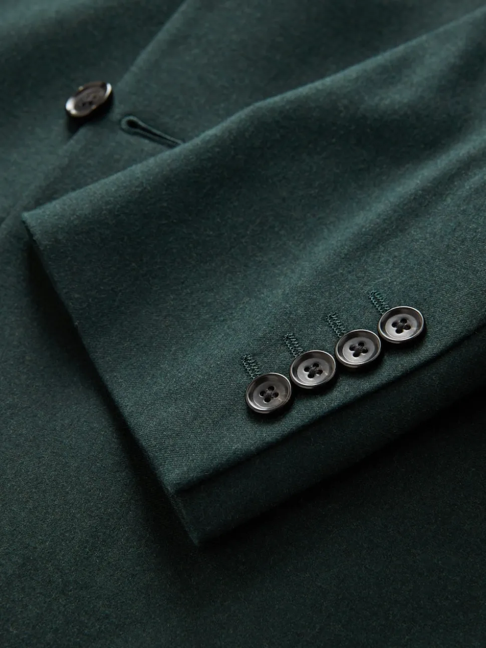 Green Slim Fit Flannel Suit Jacket