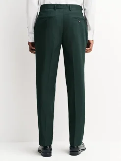 Green Slim Fit Flannel Suit Trousers