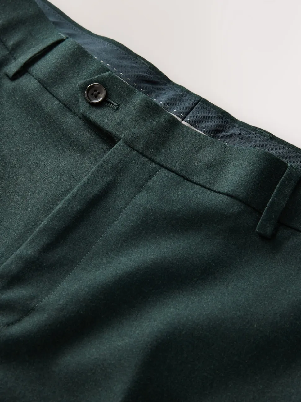 Green Slim Fit Flannel Suit Trousers