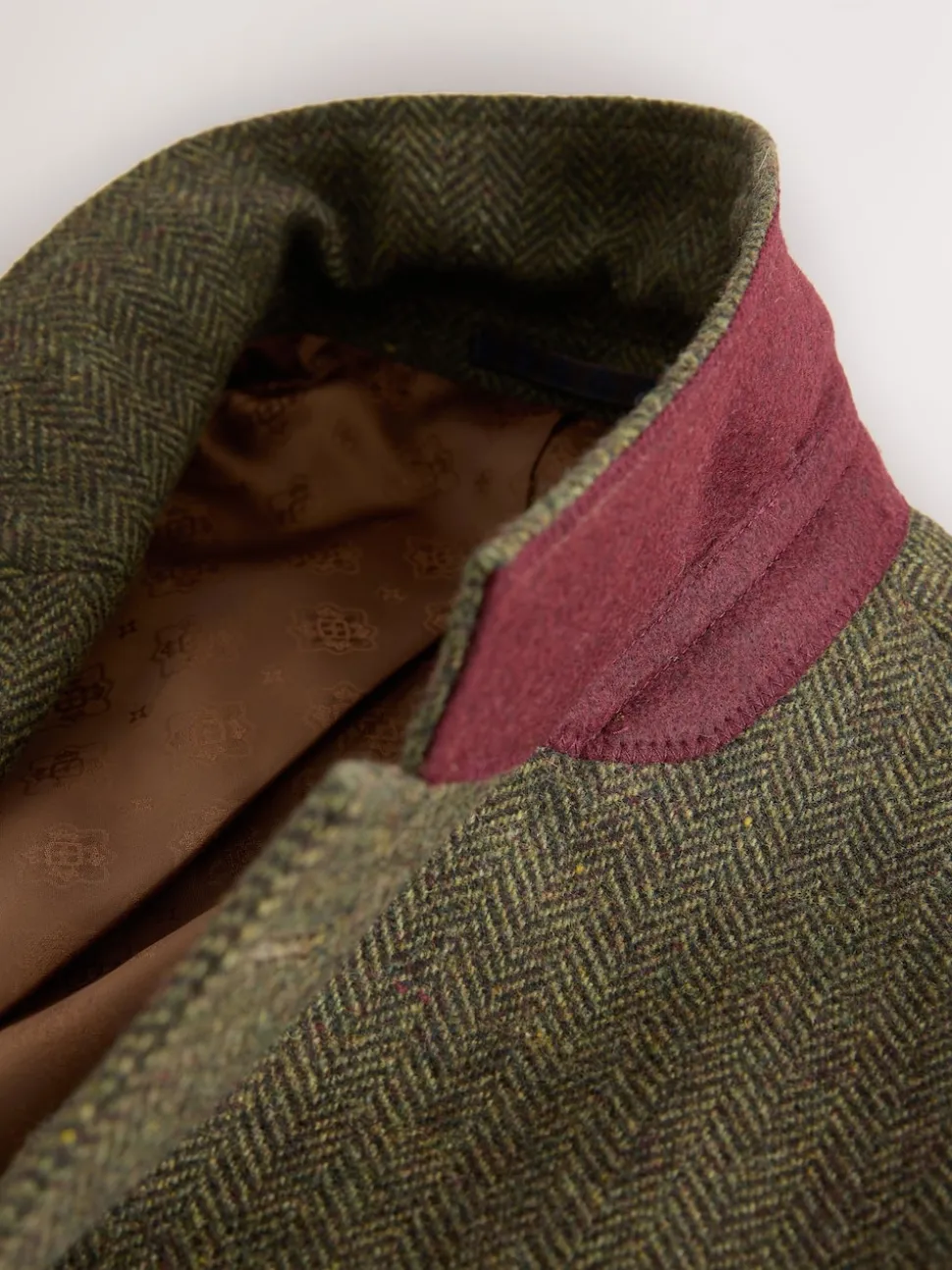 Green Slim Fit Herringbone Wool Blend Suit Jacket