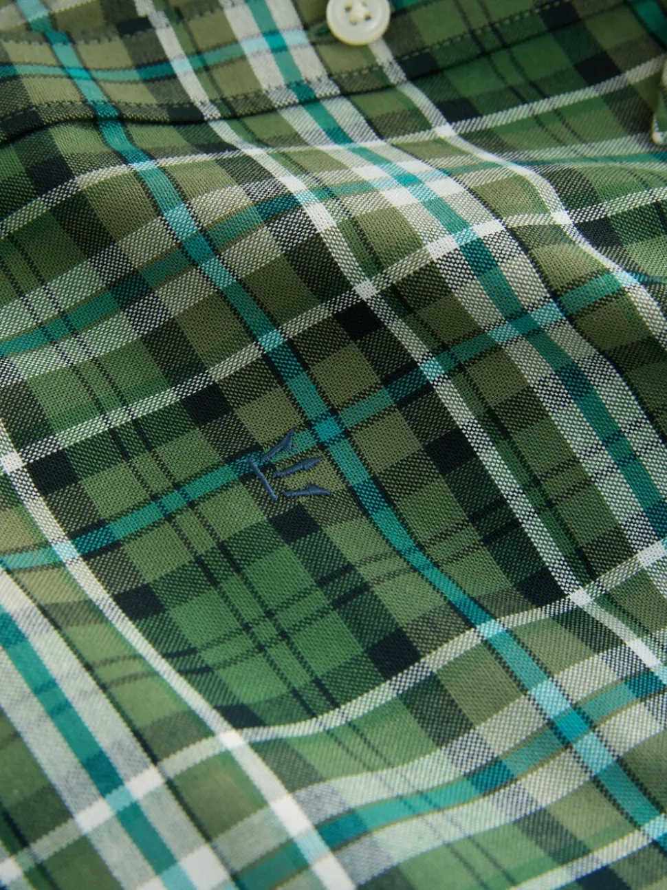 Green Slim Fit Long Sleeve Check Stretch Oxford Shirt