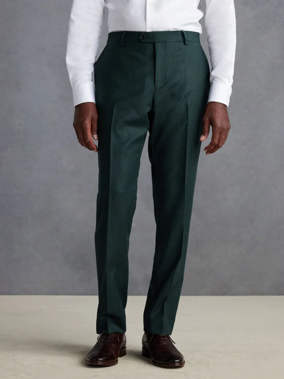 Green Slim Fit Signature Zignone Italian Wool Cashmere Blend Flannel Suit Trousers