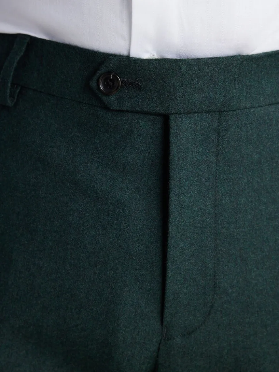 Green Slim Fit Signature Zignone Italian Wool Cashmere Blend Flannel Suit Trousers