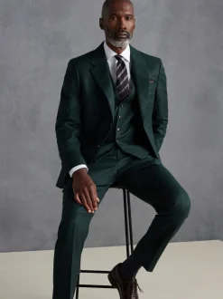 Green Slim Fit Signature Zignone Italian Wool Cashmere Blend Flannel Suit Jacket