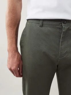 Green Slim Fit Stretch Printed Soft Touch Chino Trousers