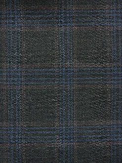 Green Slim Fit Trimmed Check Suit Jacket