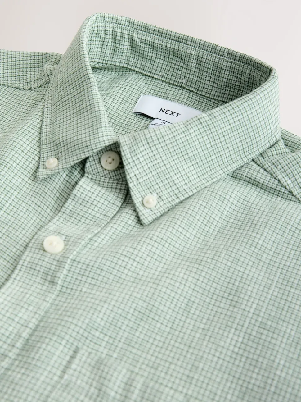 Green Standard Collar Cotton Linen Blend Long Sleeve Shirt