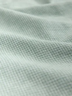 Green Standard Collar Cotton Linen Blend Short Sleeve Shirt