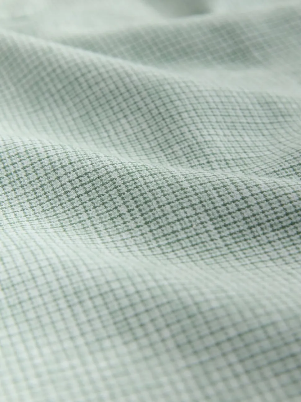 Green Standard Collar Cotton Linen Blend Short Sleeve Shirt
