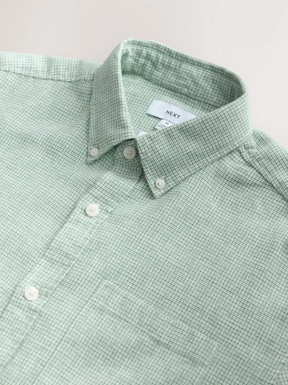 Green Standard Collar Cotton Linen Blend Short Sleeve Shirt