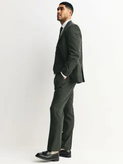 Green Tailored Fit Merino Wool Blend Suit Jacket