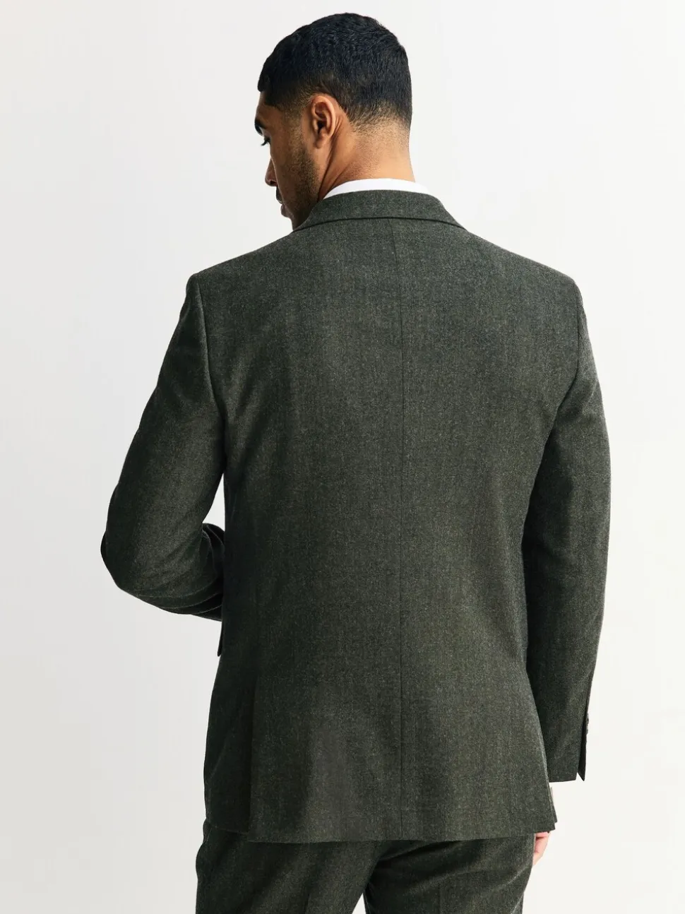 Green Tailored Fit Merino Wool Blend Suit Jacket